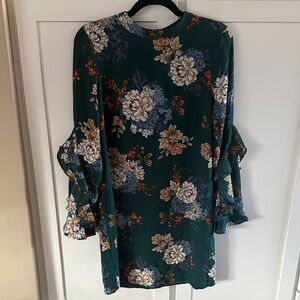 BeBop Green Floral Long Sleeve Dress